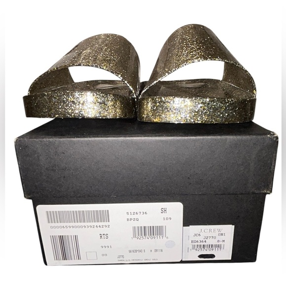 J. Crew Sparkling Gold Slide Women’s Sandals New size 8 - Picture 11 of 11